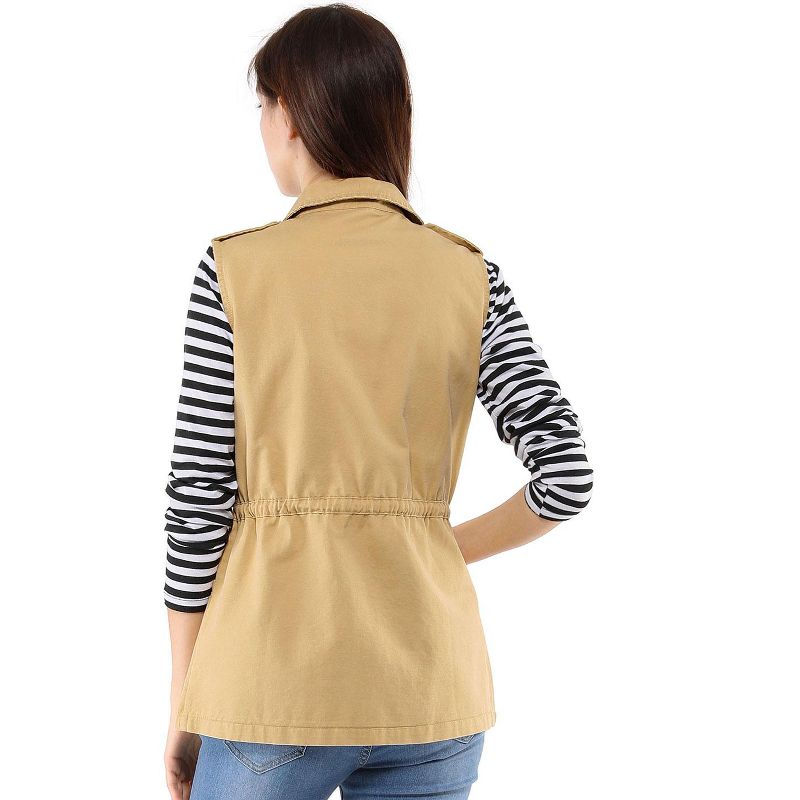 Allegra K Women's Zip Up Sleeveless Utility Anorak Outwear Cargo Vest, 6 of 8