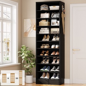Besiost Shoe Storage Cabinet, 10-Tier Shoe Rack With Drawers - 1 of 4