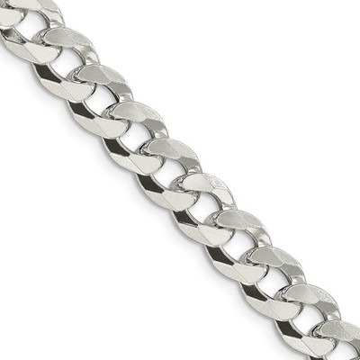 Black Bow Jewelry Men's 8.5mm Sterling Silver Solid Beveled Curb Chain Necklace