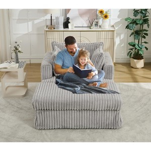 47.7" Corduroy Recliner Chair with Ottoman, Oversized Chaise Lounge Sofa for Small Apartments, Deep Seat Single Sofa with Thick Cushions - 1 of 4