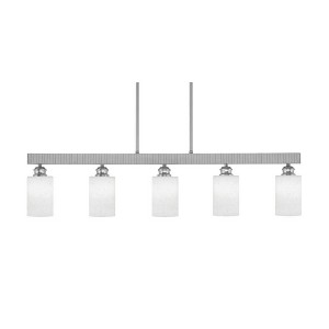 Toltec Lighting Edge 5 - Light Island Pendant Light in  Brushed Nickel with 4" White Muslin Shade - 1 of 1