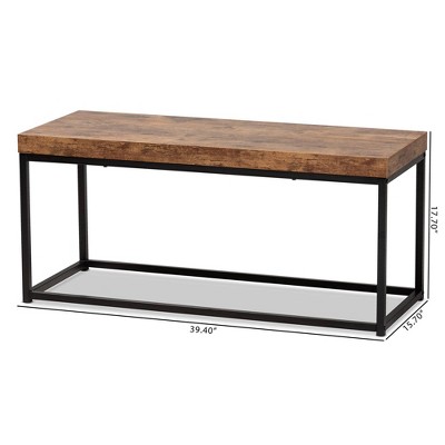 Bardot Walnut Brown and Black Metal Modern Industrial Bench