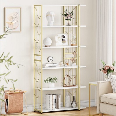 Modern Bookcase 6 Tier Storage Rack Shelf Tall Standing Bookshelf