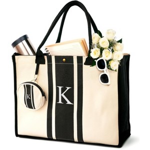 Generic Initial Canvas mbroidered Letter | Monogrammed Tote - 1 of 4