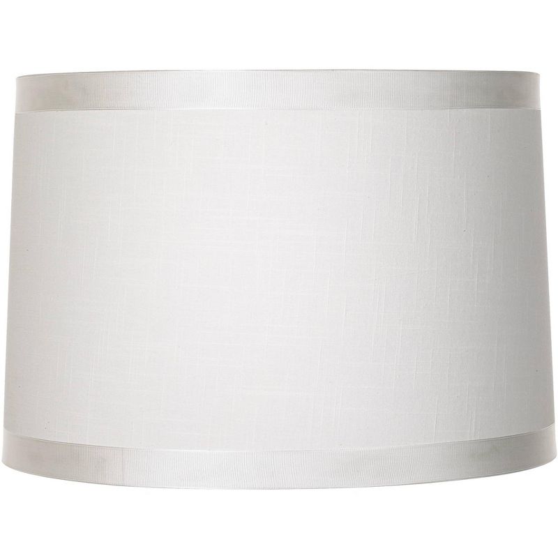 Springcrest Set of 2 Off-White Fabric Medium Drum Lamp Shades 15" Top x 16" Bottom x 11" High (Spider) Replacement with Harp and Finial, 6 of 11