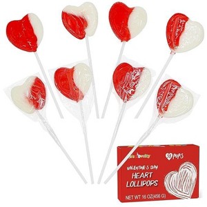 4E's Novelty 38 Pack Heart Shaped Lollipops Strawberry N Cream Flavored, Individually Wrapped Valentine's Day Candy - 1 of 4