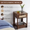 Natural Rattan Nightstand, Bed Side Table with Drawer, Wooden End Table, Rattan Chest of Drawer with Retro Handle for Living Room, Bedroom - 4 of 4