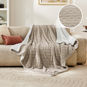 Bedsure-Faux Fleece Jacquard Thick Fuzzy Throw Blanket - 1 of 4