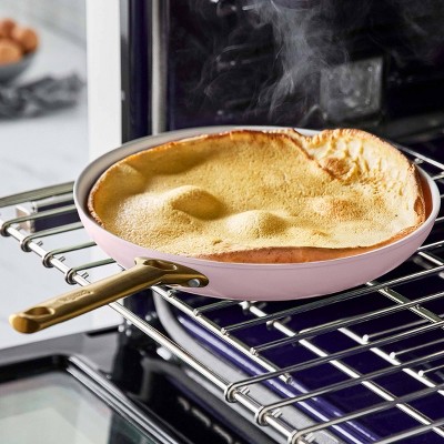 Blush Pink Ceramic Nonstick 10-Piece Cookware Set with Gold Handles