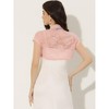 INSPIRE CHIC Women's Lace Stand Collar Pearl Button Short Sleeve Cropped Shrug - 4 of 4