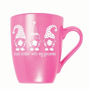 Elanze Designs Just Chillin' With My Gnomies 10 ounce New Bone China Coffee Tea Cup Mug, Princess Pink - 1 of 4