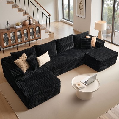 XIZZI Plush Sofa Sets with Pure Sponge Comfort, Ultra Supportive No Assembly Required Sectional Couch, High-Density Sponge for Lasting Relaxation