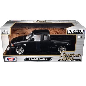 2001 Ford F-150 XLT Flareside Supercab Truck Matt Black w/White Interior "American Classics" 1/24 Die Cast Model Car by Motormax - 1 of 3
