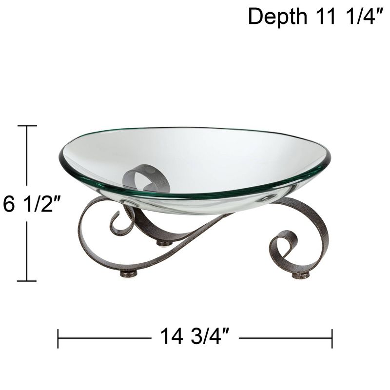 Kensington Hill Iron Scroll Stand with Oval Glass Bowl, 4 of 8