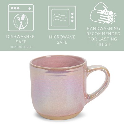 Pink Iridescent Ceramic 12 oz Coffee Mugs Set of 4