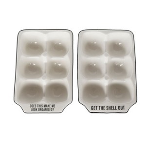 Totalee Gift Egg Holders Set of 2 Ceramic White - 1 of 2