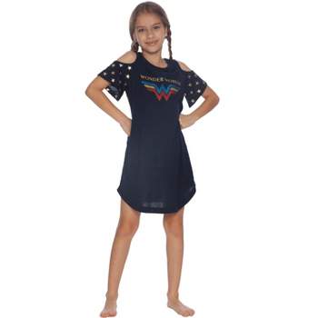 DC Comics Girls Little Wonder Woman Cold Shoulder Glitter Nightgown Pajama