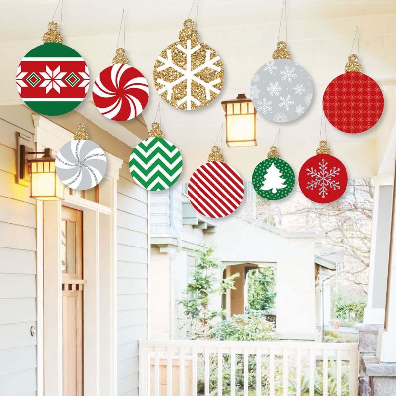 Big Dot of Happiness Hanging Ornaments - Outdoor Holiday and Christmas Hanging Porch & Tree Yard Decorations - 10 Pieces, 1 of 9