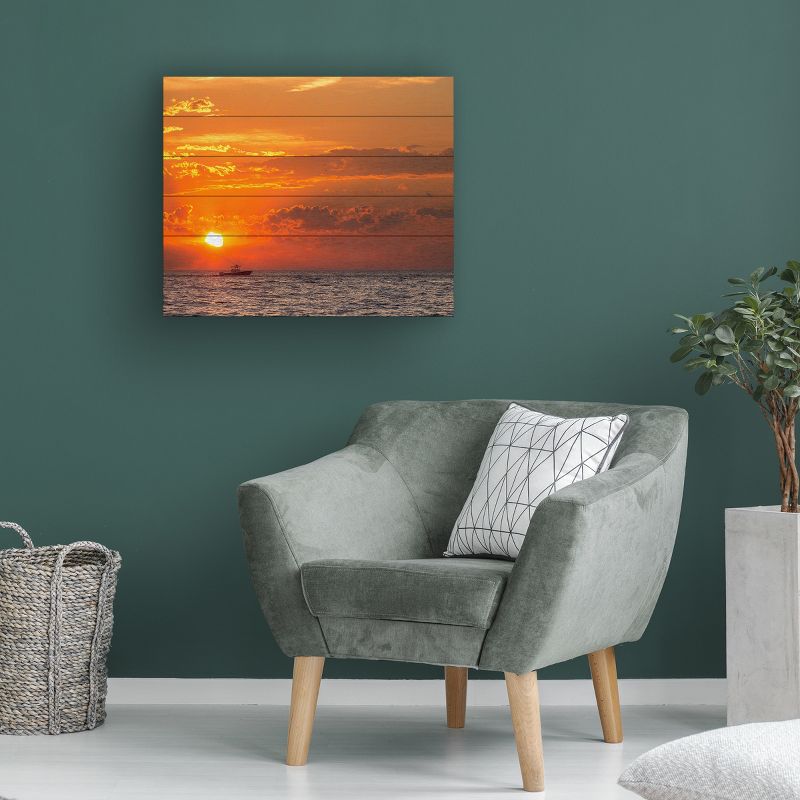Trademark Fine Art -Jason Shaffer 'Fishing Boat Sunset' Wood Slat Art, 4 of 5