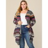 Agnes Orinda Women's Plus Size Boho Striped Open Front Cardigans - 2 of 4