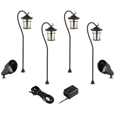 John Timberland Black LED Carriage and Spotlight Complete Landscape Kit