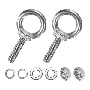 Unique Bargains Stainless Steel Durable Rust-Resistant Eyebolts with Nuts Washers Male Screw for Fastening 10 Pcs - 1 of 4