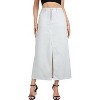 Women's High Waist Maxi Denim Skirt - A-Line Stretch Long Skirt with Front Split & Raw Hem 9010white - 2 of 4