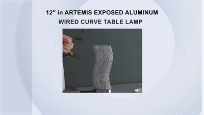 12" Silver Aluminum Curvy Table Lamp with Metal Base