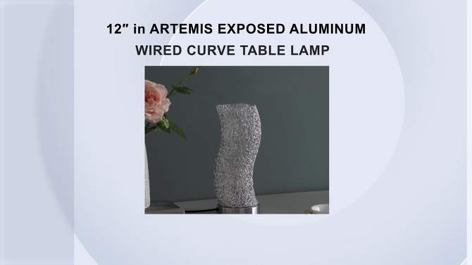 12&#34; Novelty Metal Table Lamp with Curvy Base Silver - Ore International, 2 of 6, play video