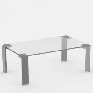 Gaoyangjiaju 47.2 Inch Tempered Glass Coffee Table with Metal Legs Living Room Side Table - 1 of 4