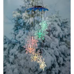 Plow & Hearth - Solar Powered Snowflakes - Holiday Mobile Yard Decor