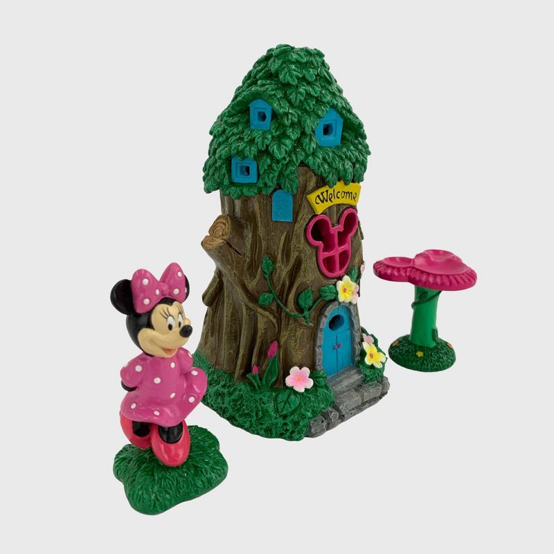 Disney Minnie Mouse Miniature Resin Garden Set with Solar Tree House, 3 of 7