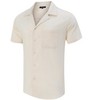 Men's Casual Cuban Short Sleeve Button Down Beach Shirt with Pocket - 2 of 4