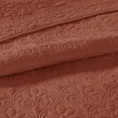 Clay Red King Microfiber Reversible Bedspread Set