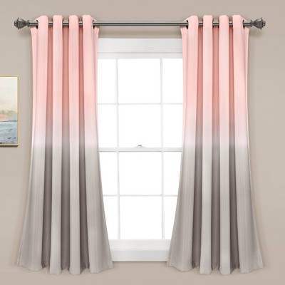 Set of 2 (84"x52") Umbre Fiesta Light Filtering Window Curtain Panels Blush/Gray - Lush Décor