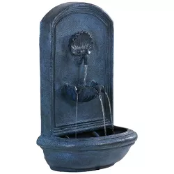 Sunnydaze 27"H Solar Only Polystone Seaside Outdoor Wall-Mount Water Fountain, Lead Finish