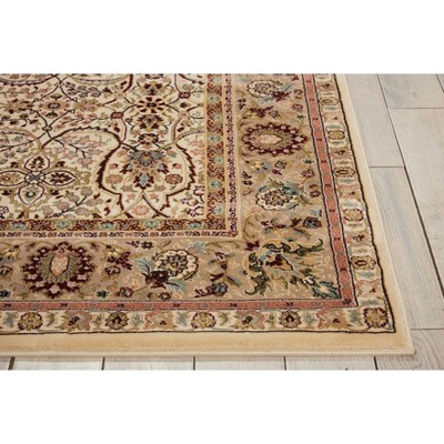 Ivory Floral Rectangular Synthetic Area Rug 45" x 7"