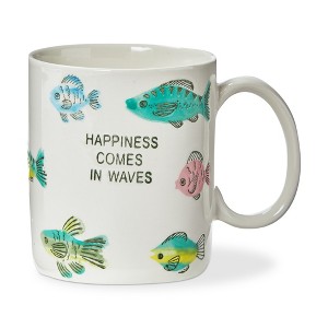 Tag Happiness Comes In Waves 16oz Mug - Dishwasher Safe Drinkware for Everyday Use - 5" L x 3.75" W x 4" H - 1 of 1