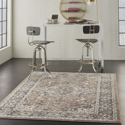 Elegant Beige & Grey Reversible 5' x 7' Synthetic Area Rug