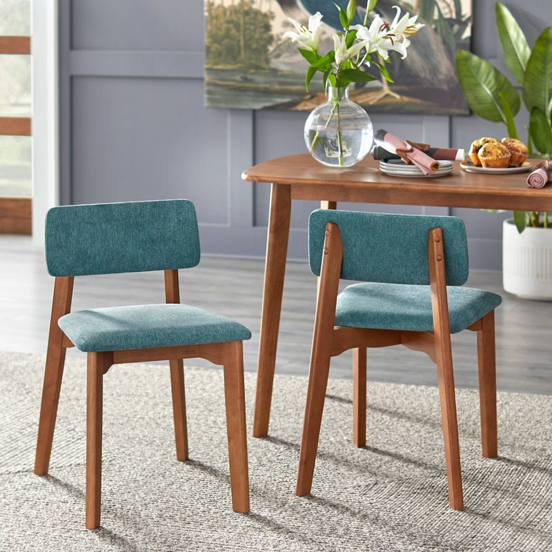 4pc Nettie Mid-Century Modern Dining Set with Bench Walnut/Teal - Buylateral, 5 of 15
