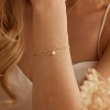Gold Bracelets for Women Trendy, 14K Real Gold Plated Dainty Stackable Pearl Snake Chain CZ Heart Pendant Bracelets Adjustable 6"+2" - 3 of 4