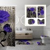 LunaLulinlk 4 Pcs Bathroom Shower Curtain Set Blue Rose Shower Curtain - 3 of 4