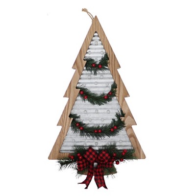 LED Galvanized Christmas Tree with Garland Decorative Holiday Scene Props - Haute Décor