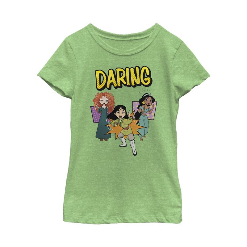 Girl's Disney Princesses Daring Trio Pop Art T-Shirt, 1 of 4
