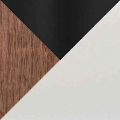 White Faux Leather and Black Metal Bar Stools, Set of 2