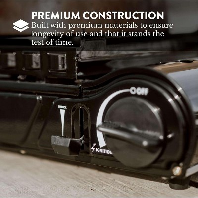 Black Dual Fuel Portable Gas Stove with Brass Burner Head