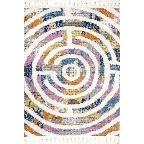 Nuloom Ava Colorful Maze Kids Tassel Area Rug : Target