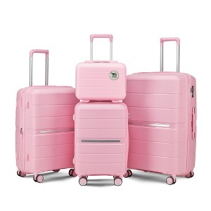 NAYSAYE Luggage Sets 4 Piece 14 20 24 28 PP Lightweight Durable Expandable Suitcase with TSA Lock Spinner Wheels Travel Set, Pink, 18.3"*10.8"*29" - 1 of 4