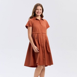 Women's Short Sleeve Button-Down Mini Shirtdress - Universal Thread™ - 1 of 4