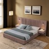 Sapphtopaz Queen Bed Frame with Headboard Pleated Chenille Upholstered Grounded Platform Bed with Drawers & Adjustable Bedside Lamp for Bedroom - 3 of 4